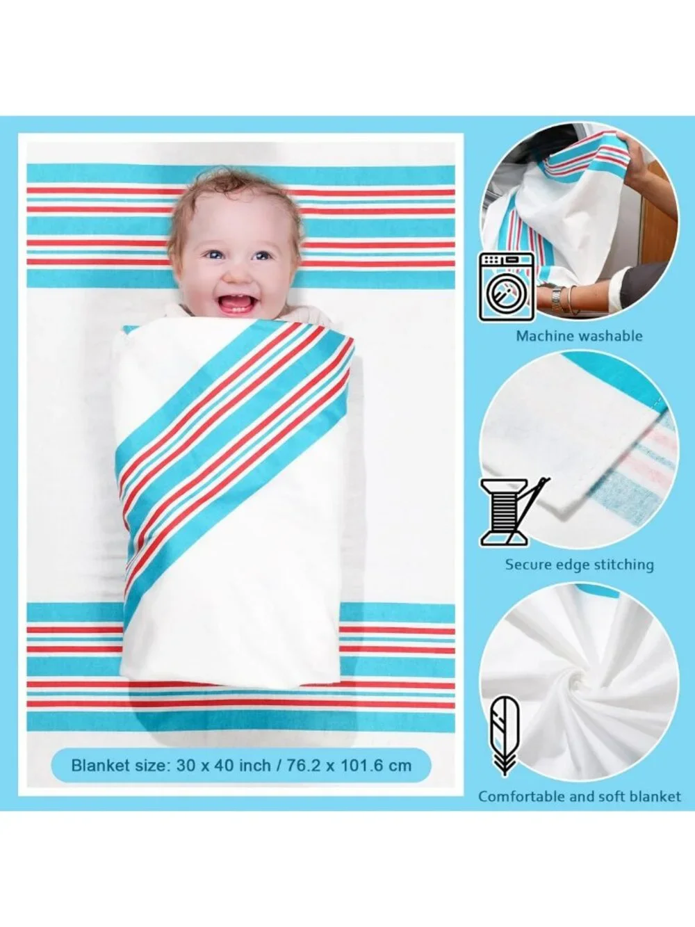 Cozy 16-Pc Receiving Blankets Set, 30x40